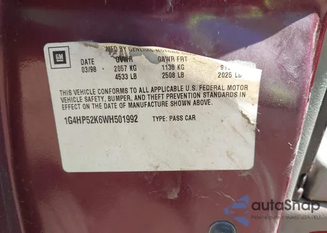 1998 Buick Lesabre Custom from USA, damaged, VIN 1G4HP52K6WH501992